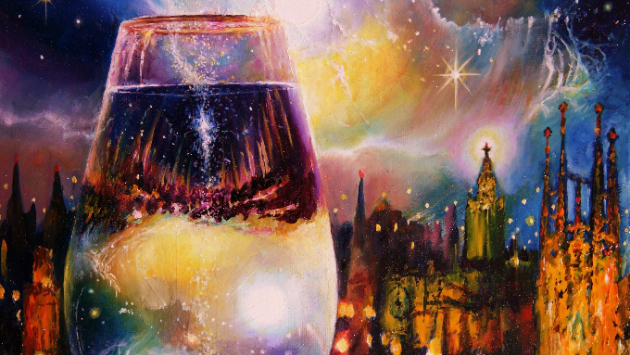 不思議の国 幻想的な油彩画 幻想的な風景をの油彩作品で、色彩豊かで独特な雰囲気 88グラフ 渋谷モアイ幻想 桜/ 東京幻想（直筆サイン入り / 限定24枚）